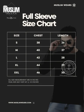 Full Sleeve SIze Chart