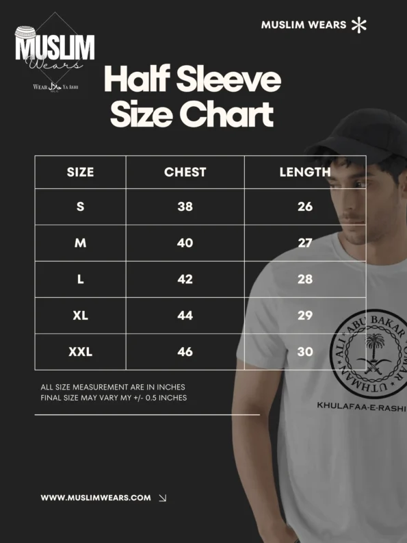 Half Sleeve SIze Chart